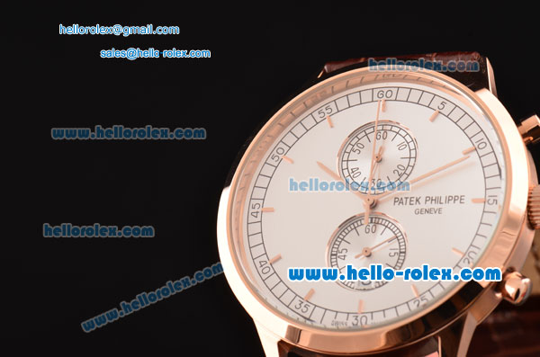 Patek Philippe Grand Complication Chronograph Miyota OS20 Quartz Rose Gold Case with Gray Dial and Stick Markers - Click Image to Close